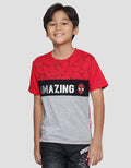 Marvel Spiderman Amazing Face Cut Sewn Boys Short Sleeve T-Shirt