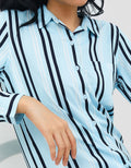 Geela Aemma Stripe Kemeja Lengan Panjang Wanita