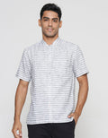 Watchout Casual Stripe Print Koko Lengan Pendek Pria