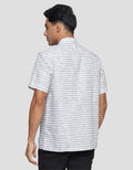 Watchout Casual Stripe Print Koko Lengan Pendek Pria