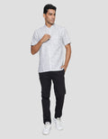 Watchout Casual Stripe Print Koko Lengan Pendek Pria