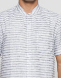 Watchout Casual Stripe Print Koko Lengan Pendek Pria