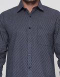 Cole Kemeja Lengan Panjang Regular Slub Pria Print Geo