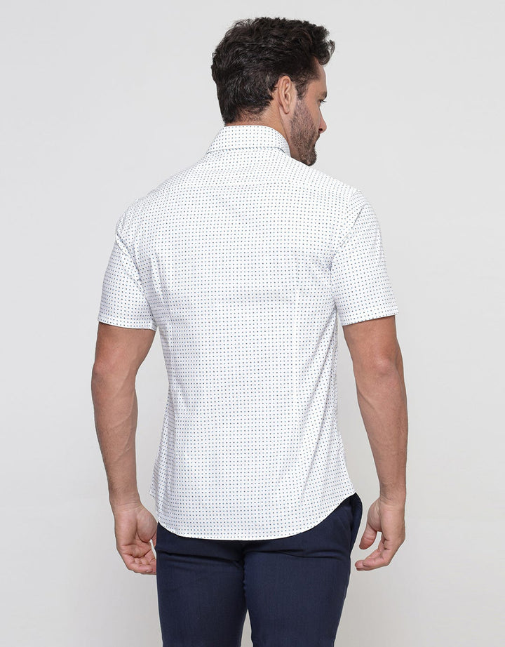 Cole Full Small Print Kemeja Lengan Slim Pendek Pria