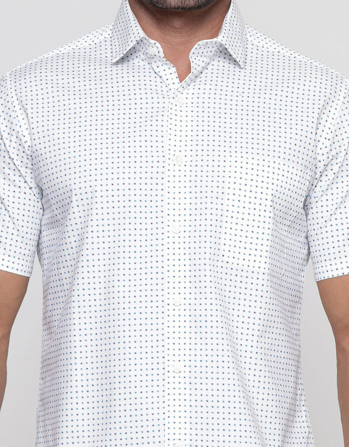 Cole Full Small Print Kemeja Lengan Slim Pendek Pria