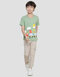 Little M Dino Aplikasi Kaos Lengan Pendek Anak Laki-Laki