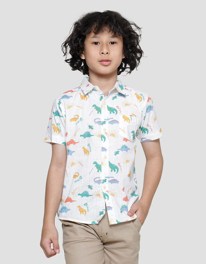 Little M Dino Fullprint Kemeja Anak Laki-laki