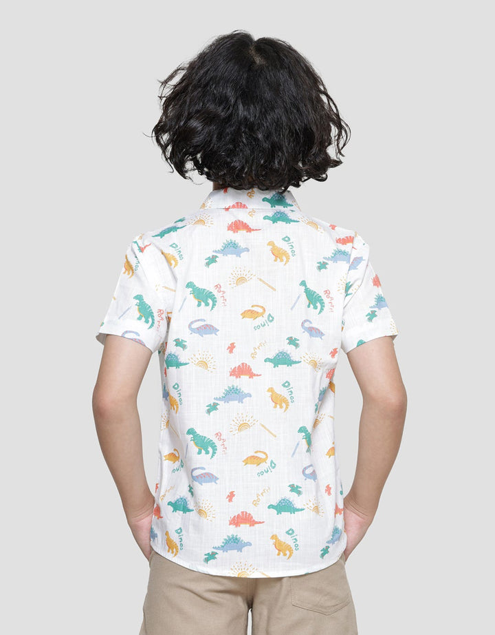 Little M Dino Fullprint Kemeja Anak Laki-laki