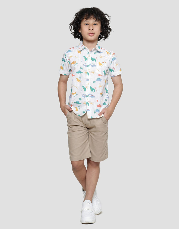 Little M Dino Fullprint Kemeja Anak Laki-laki
