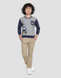 Little M Stripe Mobil Beep Beep Sweater Anak Laki-laki