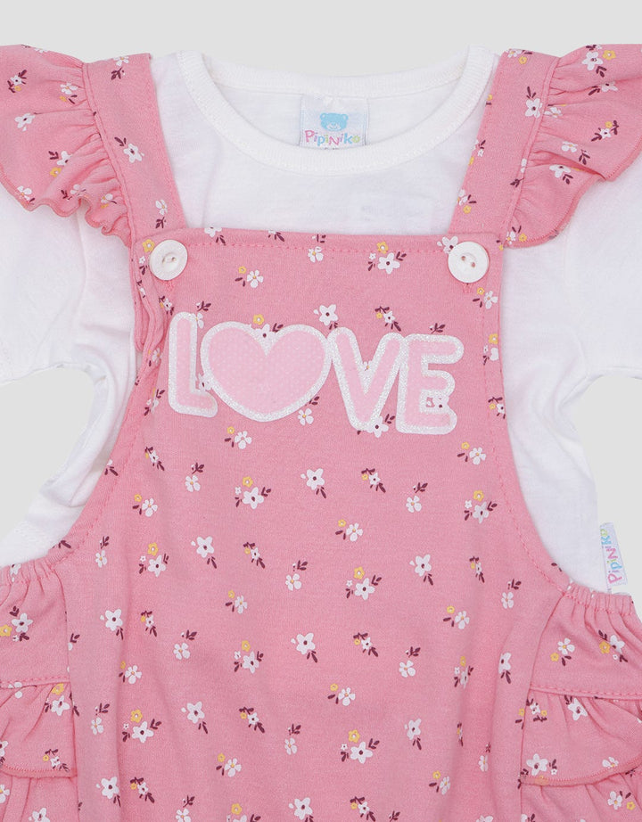Pipiniko Set Romper Love Jumpsuit Anak Perempuan