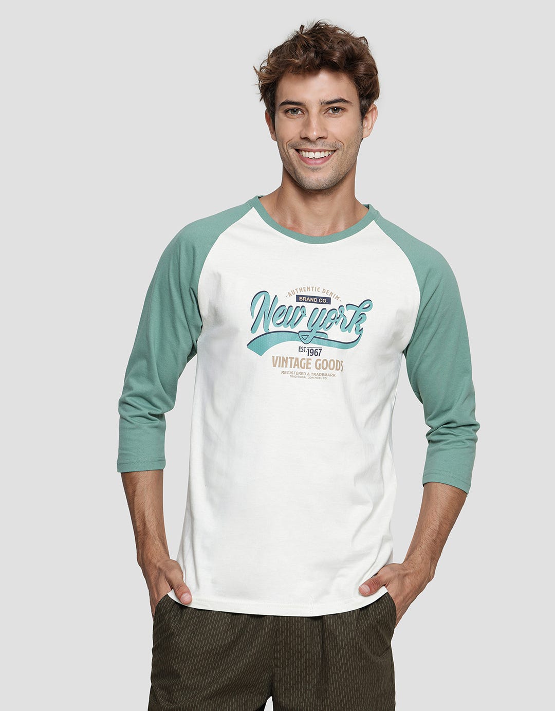 T Zone Theme City - New York Kaos Lengan 3/4 Pria