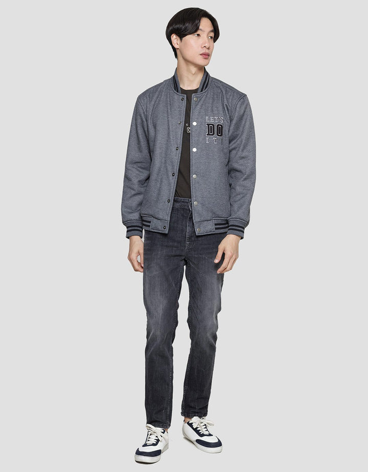 Nevada Jaket Knit Varsity  Pria Wording Embro