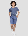 Little M Rib Chambray Cut N Sewn Patch Celana Pendek Anak Laki-Laki
