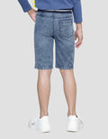 Little M Boys Dino Splash Rib Denim Shorts