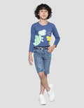Little M Boys Dino Splash Rib Denim Shorts