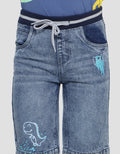 Little M Boys Dino Splash Rib Denim Shorts