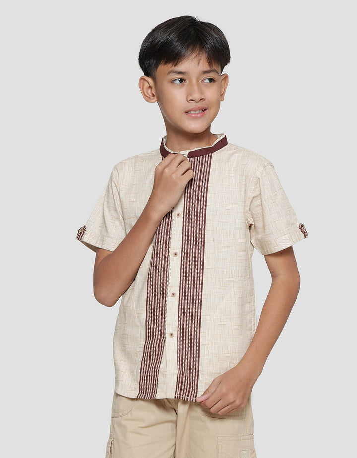 Nevada Casual Linen Slub Print Koko Lengan Pendek Anak Laki-laki