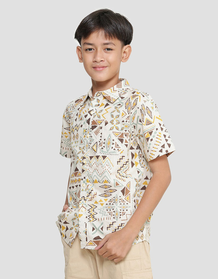 Nevada Cross Slub Etnik Print Kemeja Anak Laki-laki