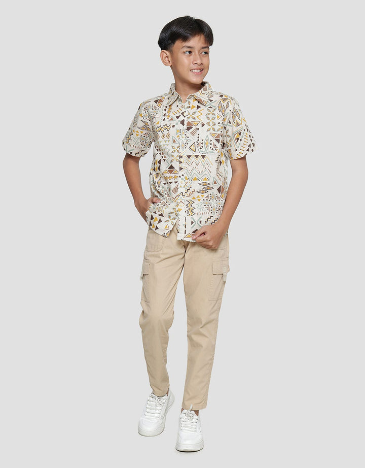 Nevada Cross Slub Etnik Print Kemeja Anak Laki-laki