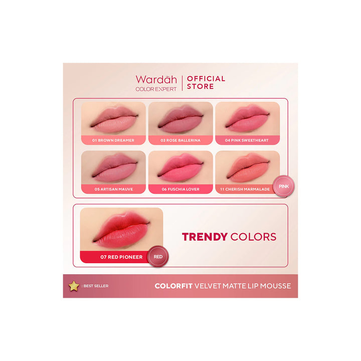 Wardah Colorfit Velvet Matte Lip Mousse 21 Magnetic Red 4 g