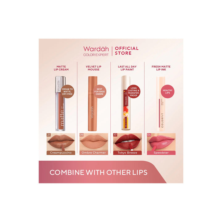 Wardah Colorfit Velvet Matte Lip Mousse 21 Magnetic Red 4 g