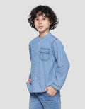Little M Casual Denim Kemeja Koko Anak Laki-Laki