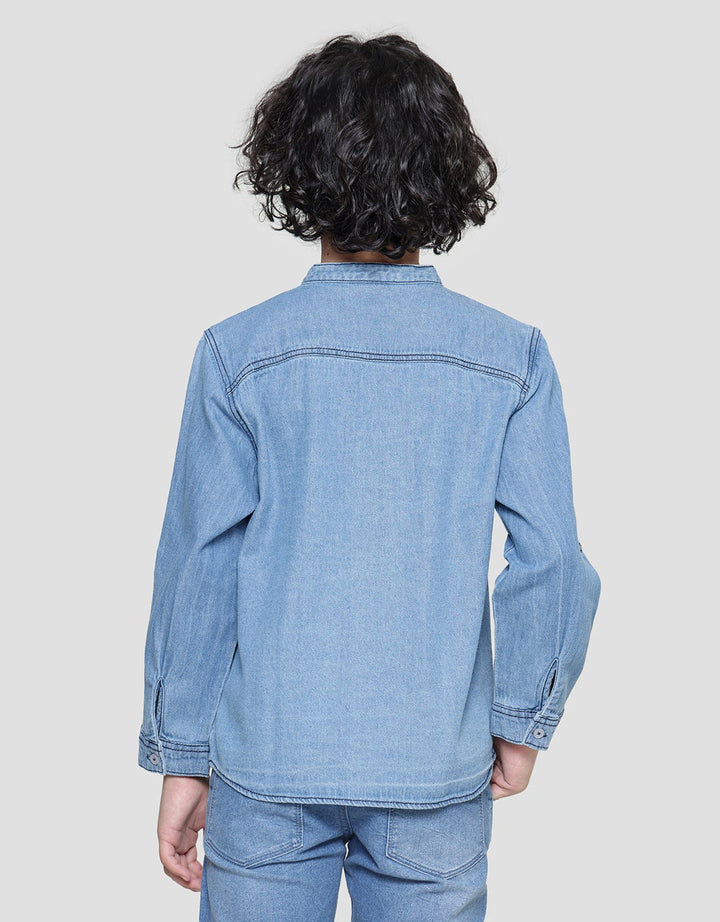 Little M Casual Denim Kemeja Koko Anak Laki-Laki