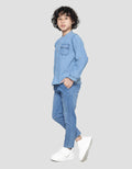 Little M Casual Denim Kemeja Koko Anak Laki-Laki