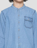 Little M Casual Denim Kemeja Koko Anak Laki-Laki