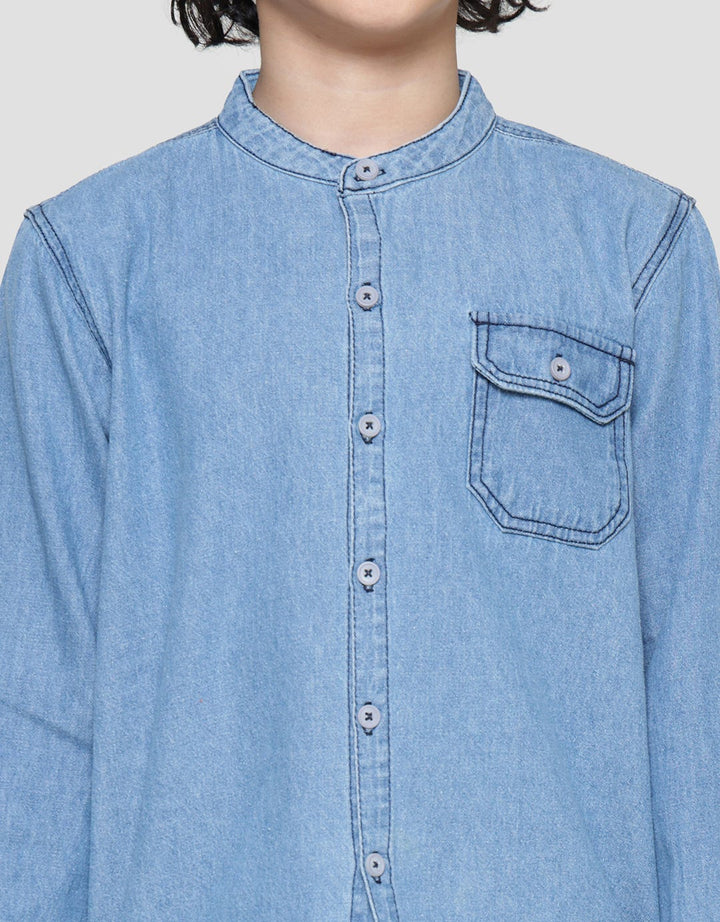 Little M Casual Denim Kemeja Koko Anak Laki-Laki