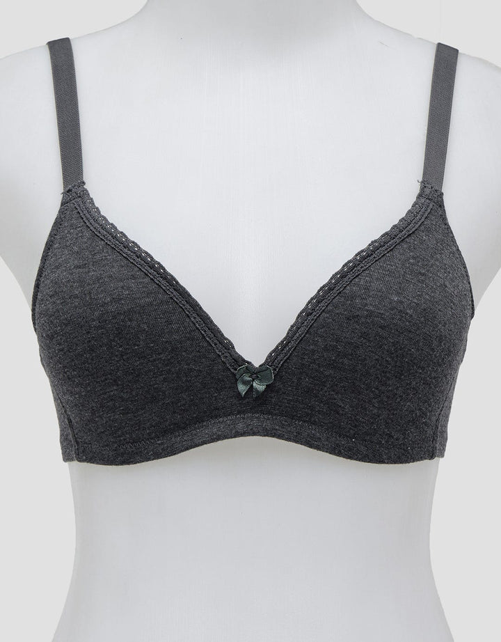 Nevada Non Wired Solid With Lined Lace Non Push Up Regular Bra Wanita