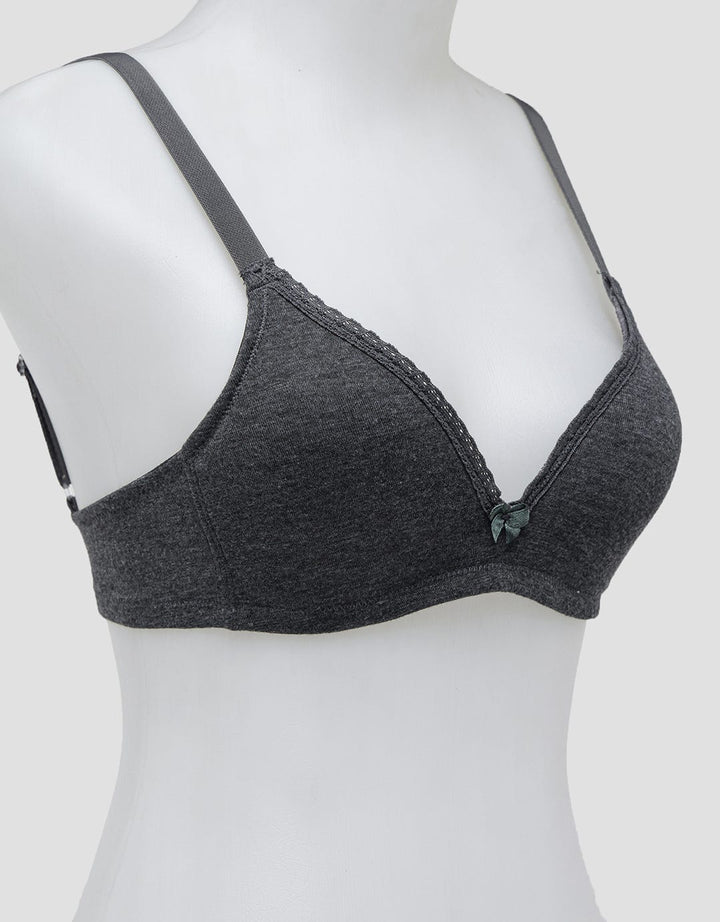 Nevada Non Wired Solid With Lined Lace Non Push Up Regular Bra Wanita