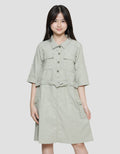 Nevada Safari Woven With Pocket Cargo Midi Dress for Girls