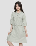 Nevada Safari Woven With Pocket Cargo Midi Dress for Girls