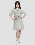 Nevada Safari Woven With Pocket Cargo Midi Dress for Girls