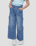 Nevada Cargo Medium Washed Celana Panjang Denim Anak Perempuan