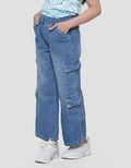 Nevada Cargo Medium Washed Celana Panjang Denim Anak Perempuan