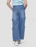 Nevada Cargo Medium Washed Celana Panjang Denim Anak Perempuan
