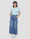 Nevada Cargo Medium Washed Celana Panjang Denim Anak Perempuan