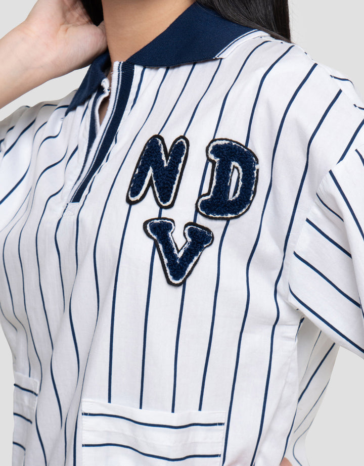 Nevada Stripes With Stopper And Chenille Kemeja Anak Perempuan