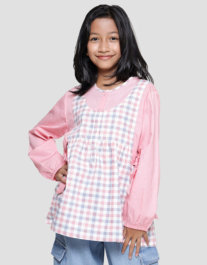 Nevada Pita Pinggang Combination Checker Kemeja Anak Perempuan
