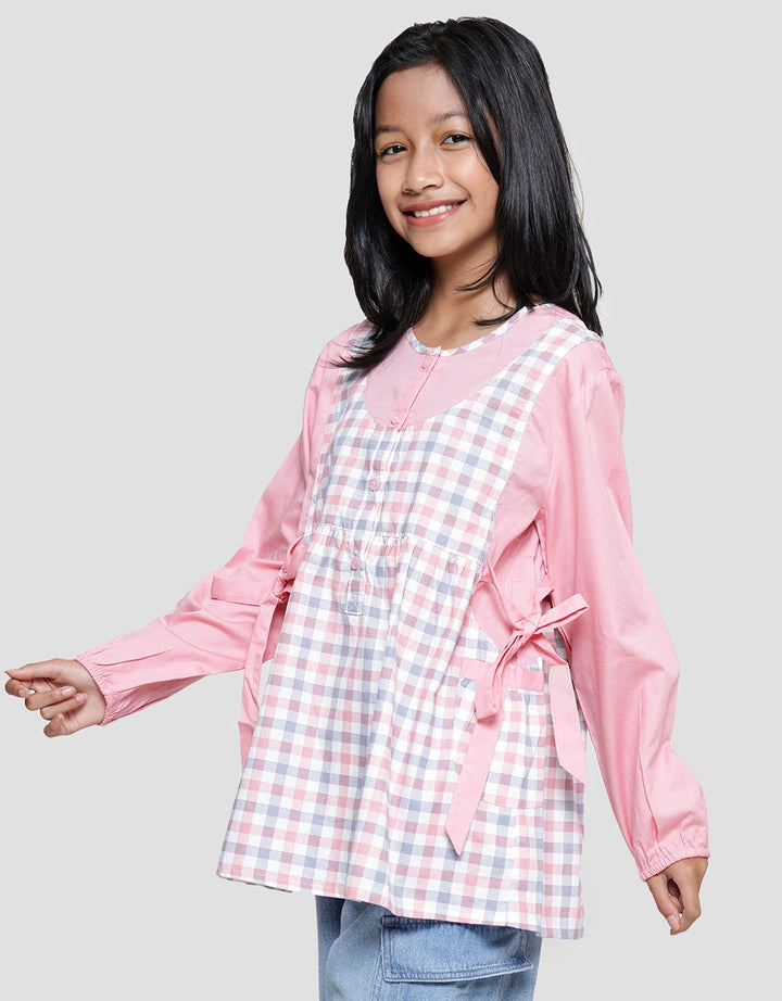 Nevada Pita Pinggang Combination Checker Kemeja Anak Perempuan