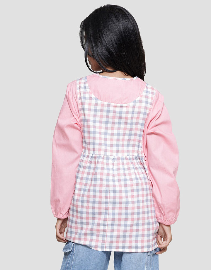 Nevada Pita Pinggang Combination Checker Kemeja Anak Perempuan