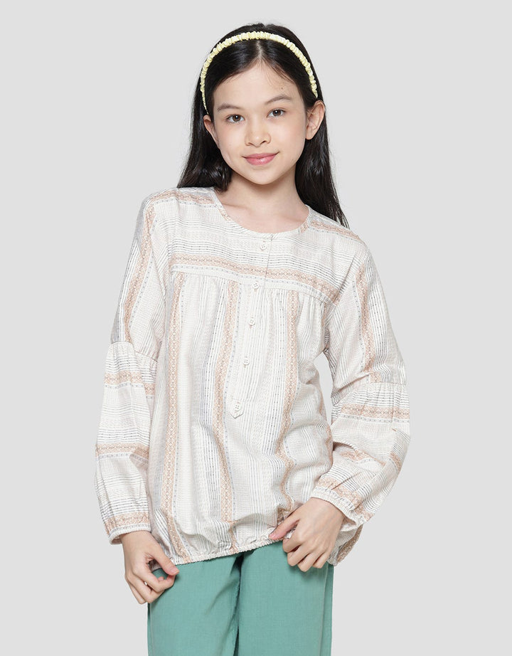 Nevada Kemeja Lengan Panjang Anak Perempuan Fullprint Stripes