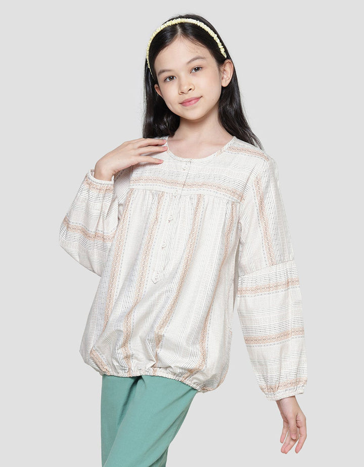 Nevada Kemeja Lengan Panjang Anak Perempuan Fullprint Stripes