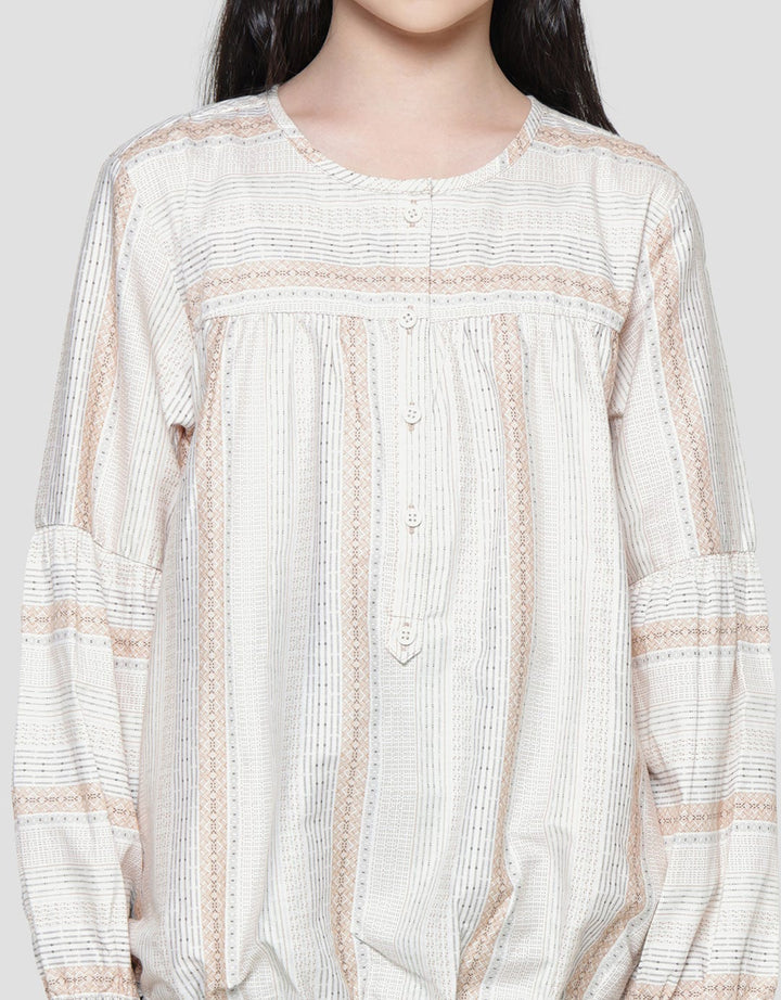 Nevada Kemeja Lengan Panjang Anak Perempuan Fullprint Stripes