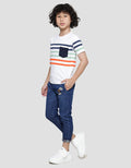 Little M Cut N Sewn Stripe Boys Short Sleeve T-Shirt