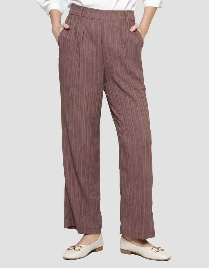 Anyday Celana Panjang Texture Solid Color Wanita