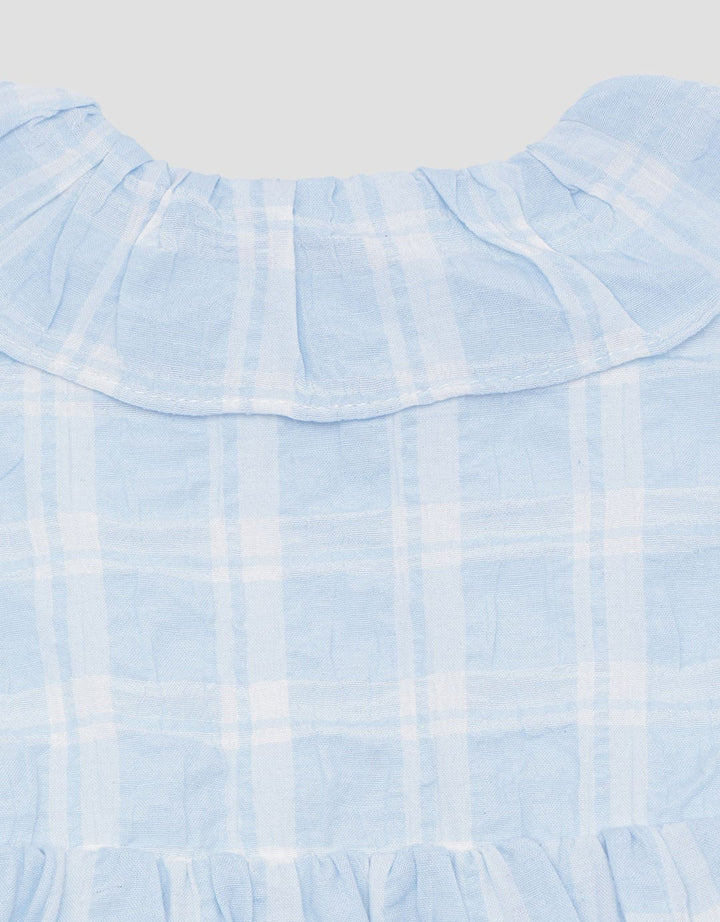 Pipiniko Seersucker Check Midi Dress for Girls